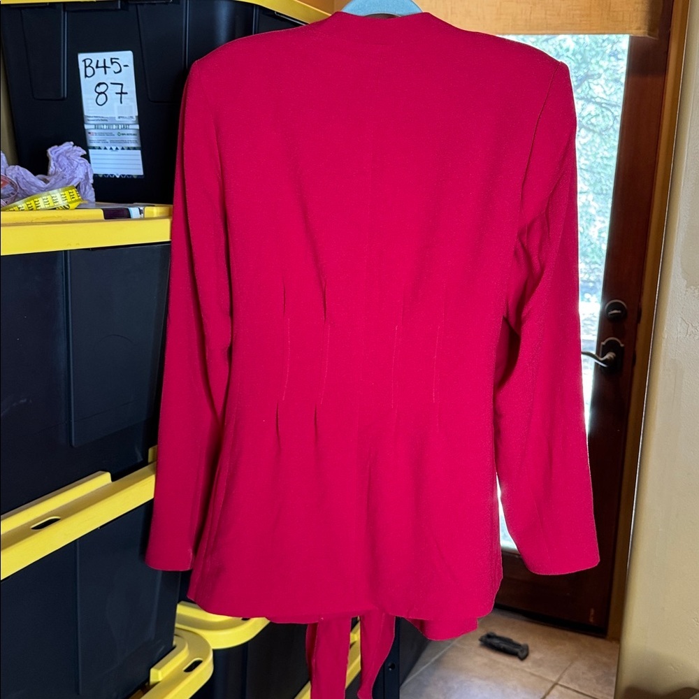 City Chic Collarless Fully Lined Tie Front Jacket Blazer Red Size 18 - Picture 12 of 13